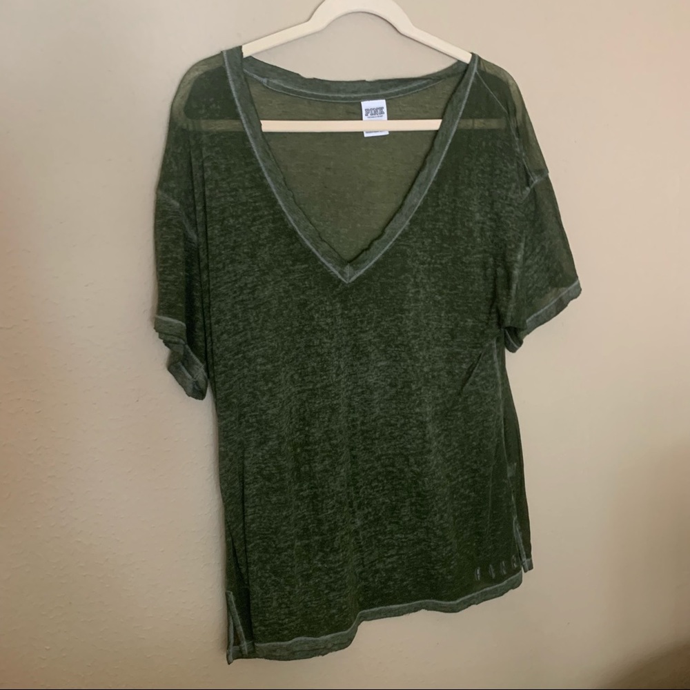 green v-neck from PINK